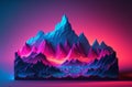 Fantasy mountains with bright colors and light effects on a dark background