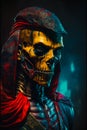Fantasy mummy Alien Skull in Golden mask and royal Suit