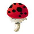 Fantasy mushroom with black spots isolated on white background. Vector cartoon close-up illustration. Royalty Free Stock Photo