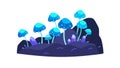 Fantasy Mushroom Forest Glow in the Dark, vector design Generative AI Royalty Free Stock Photo