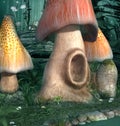 Enchanted underwood with fantasy mushrooms