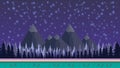 Fantasy mysterious seamless background for mobile game, layered. With mountains and fores on background and stars