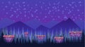 Fantasy mysterious seamless background for mobile game, layered. With mountains and fores on background and stars