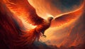 fantasy mystical bird phoenix in the mountains generative AI