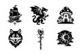 Fantasy and Mystical Icons Collection Royalty Free Stock Photo