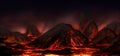 Fantasy night mountains and lava dark landscape Royalty Free Stock Photo