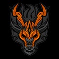 Fantasy orange and grey dragon head vector illustration