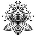 Fantasy ornamental doodle flower isolated on white background.