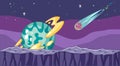 Fantasy outer space scene in cartoon style