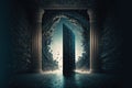 Fantasy passage of disintegrating into binary of dark abstract information data