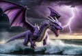 Fantasy pastel purple dragon created with Generative AI Royalty Free Stock Photo