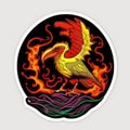 fantasy phoenix bird , with golden wings rebirth from fire, Generative AI