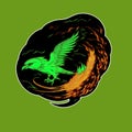 fantasy phoenix bird , with golden wings rebirth from fire, Generative AI