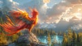 A fantasy phoenix bird with heaven background Royalty Free Stock Photo
