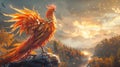 A fantasy phoenix bird with heaven background Royalty Free Stock Photo