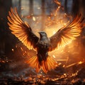 fantasy phoenix in a sunlight background