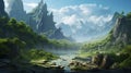 Fantasy Pictures Hd Wallpapers And Images: Mountainous Vistas, Flowing Brushwork, 32k Uhd