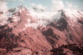 Fantasy pink color image of glaciers at the foot of the Palla Bianca peak Royalty Free Stock Photo