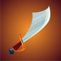 Fantasy pirate saber. Cartoon sword icon. Magic weapon. Game design concept.