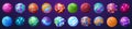 Fantasy planets and asteroids icons for space game Royalty Free Stock Photo