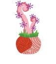 Fantasy Plant in flower pot. Element for Game with Alien plants with Tentacle isolated on white background. Pink organism, monster Royalty Free Stock Photo