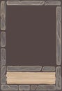 Fantasy playing card temlate for game with interface elements. Stone card ornament