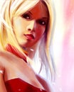 Fantasy portrait artwork of pretty blond girl face