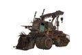 Fantasy post apocalypse wasteland vehicle with machine gun. Isolated 3D illustration