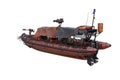 Fantasy post apocalyptic lifeboat with anti zombie protection and weapons. 3D illustration isolaed