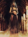 Fantasy priestess in a hooded dress