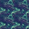 Fantasy purple dragon heads. AI generative illustration