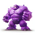 Fantasy Purple Golem Isolated on White Background. Generative ai