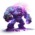 Fantasy Purple Golem Isolated on White Background. Generative ai