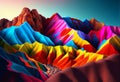 Fantasy rainbow mountains and rocks. AI Generated