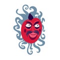 Fantasy demon with a creepy face. Vibrant bright Strange ugly Halloween character Royalty Free Stock Photo