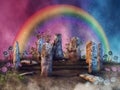 Fantasy ring of stones with a rainbow