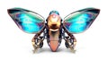 Fantasy robot butterfly in metal style. Cyborg insect concept. Robotic bug, science fiction. AI illustration. Photo