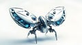 Fantasy robot butterfly in metal style. Cyborg insect concept. Robotic bug, science fiction. AI illustration. Photo