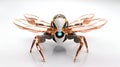 Fantasy robot butterfly in metal style. Cyborg insect concept. Robotic bug, science fiction. AI illustration. Photo