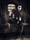 Fantasy rogue in a dungeon cell Royalty Free Stock Photo