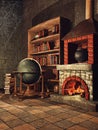 Fantasy room with books and cobwebs Royalty Free Stock Photo