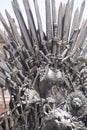 Fantasy, royal throne made of iron swords, seat of the king, symbol of power and reign