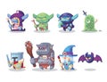 Fantasy RPG Game Character monster and hero Icons Set Illustration. Royalty Free Stock Photo