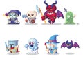 Fantasy RPG Game Character monster and hero Icons Set Illustration.