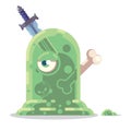 Fantasy RPG Game Character monsters and heros Icons Illustration. Slime with bones and old sword. Enemy in dungeon