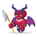 Fantasy RPG game Game Character monsters and heros Icons Illustration. Hell warrior, demon, devil, satan with horns