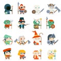 Fantasy RPG Game Heroes Villains Minions Character Vector Icons Set Flat Design Vector Illustration Royalty Free Stock Photo