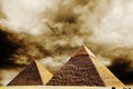 Fantasy scene of giza pyramids Royalty Free Stock Photo