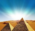 Fantasy scene of giza pyramids Royalty Free Stock Photo