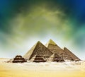 Fantasy scene of giza pyramids Royalty Free Stock Photo